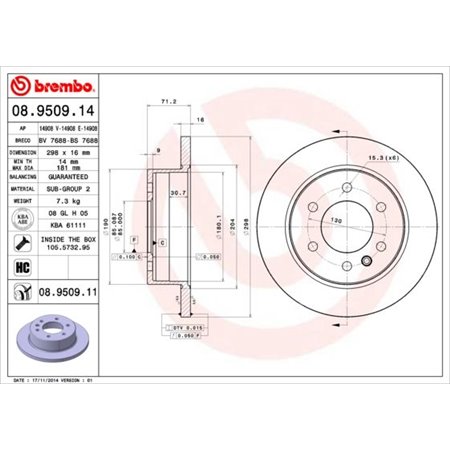 08.9509.11 Brake Disc BREMBO