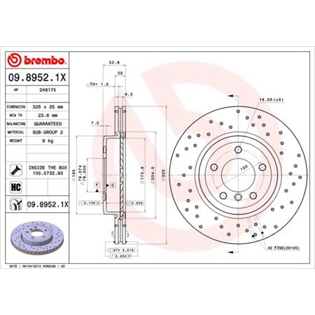 09.8952.1X Bromsskiva BREMBO