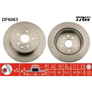 DF6063 Brake Disc TRW - Top1autovaruosad