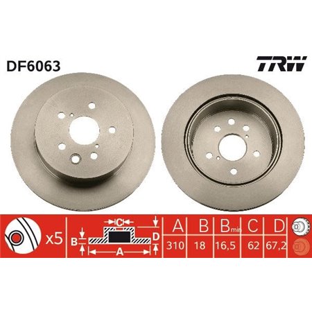 DF6063 Brake Disc TRW