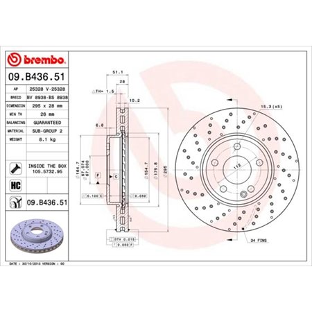 09.B436.51 Bromsskiva BREMBO