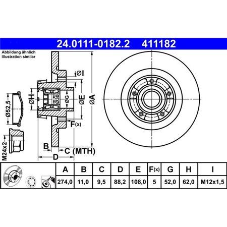 24.0111-0182.2 Brake Disc ATE