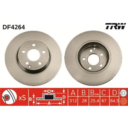 DF4264 Brake Disc TRW