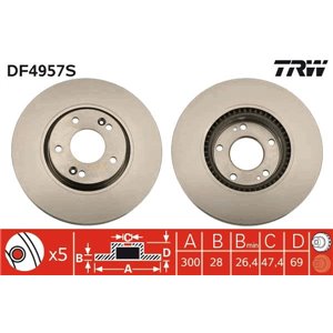 DF4957S Brake Disc TRW - Top1autovaruosad