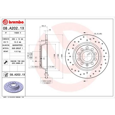 08.A202.1X Тормозной диск BREMBO