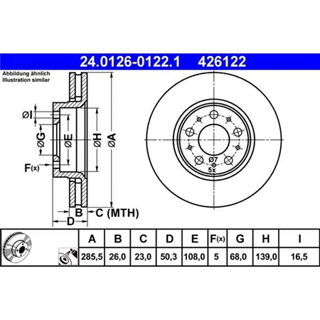 24.0126-0122.1 Brake Disc ATE