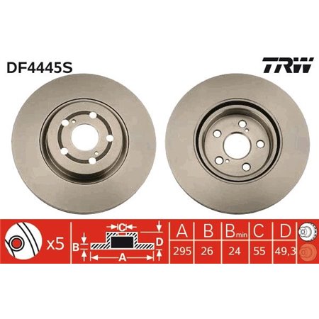 DF4445S  Brake disc TRW 