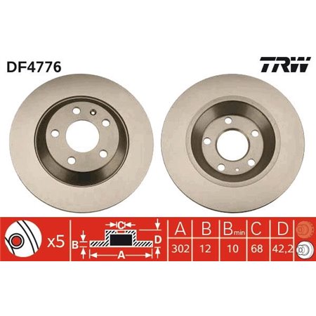 DF4776 Brake Disc TRW