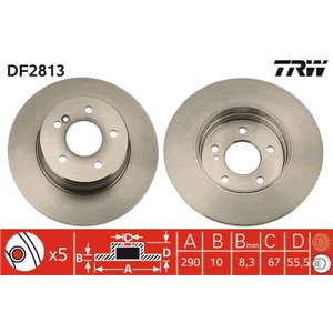 DF2813 Тормозной диск TRW - Top1autovaruosad