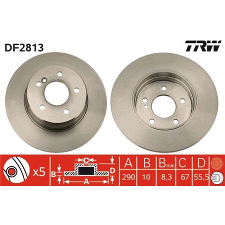 DF2813 Brake Disc TRW