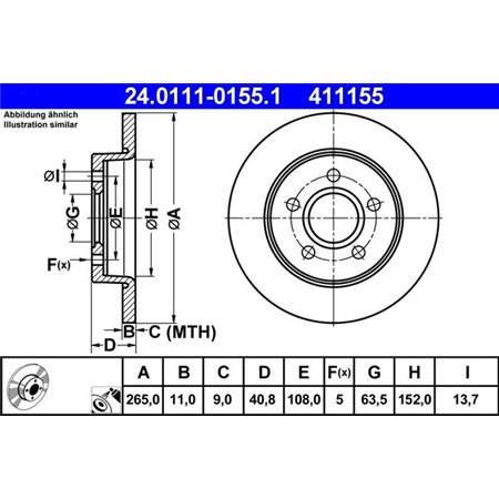 24.0111-0155.1 Тормозной диск ATE