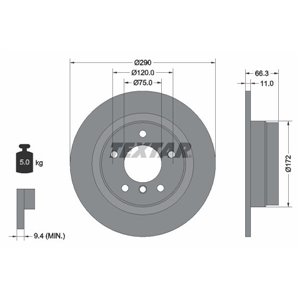 92261003  Brake disc TEXTAR 