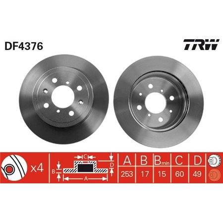 DF4376 Brake Disc TRW