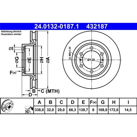 24.0132-0187.1 Brake Disc ATE