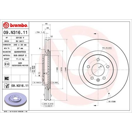 09.N316.11 Jarrulevy BREMBO