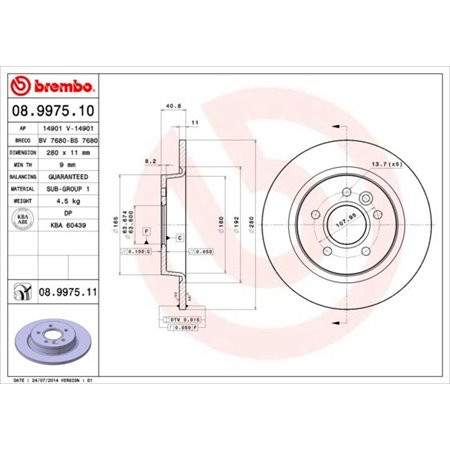 08.9975.11 Brake Disc BREMBO