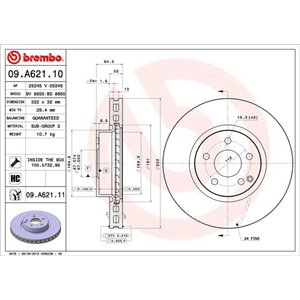 09.A621.11  Brake disc BREMBO 