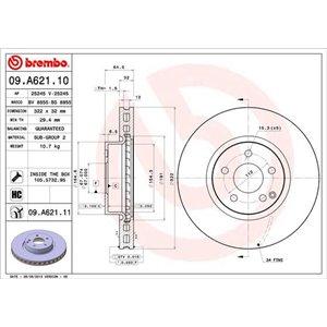 09.A621.11 Тормозной диск BREMBO     