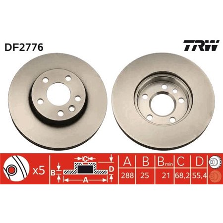 DF2776 Brake Disc TRW