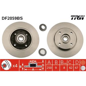 DF2059BS  Brake disc with bearing TRW 