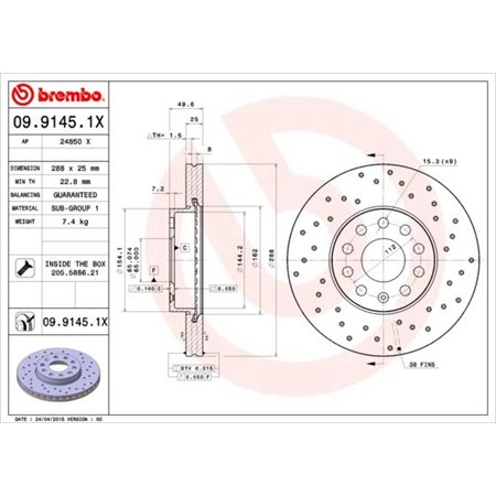 09.9145.1X Bromsskiva BREMBO