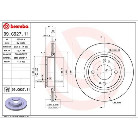 09.C927.11 Jarrulevy BREMBO