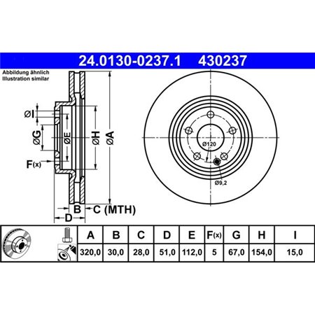 24.0130-0237.1 Brake Disc ATE