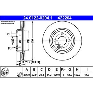 24.0122-0204.1 Brake Disc ATE - Top1autovaruosad