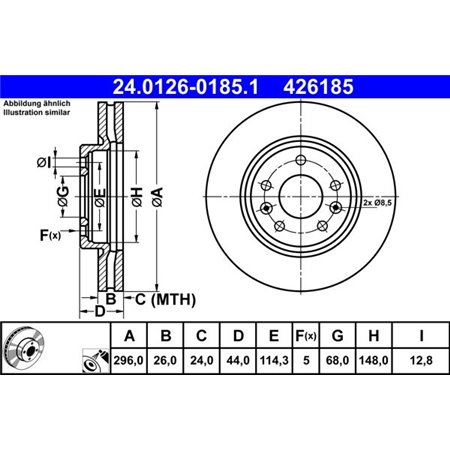 24.0126-0185.1 Brake Disc ATE