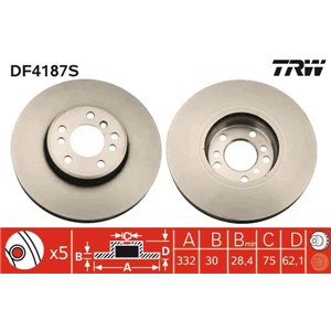 DF4187S  Brake disc TRW  - Top1autovaruosad