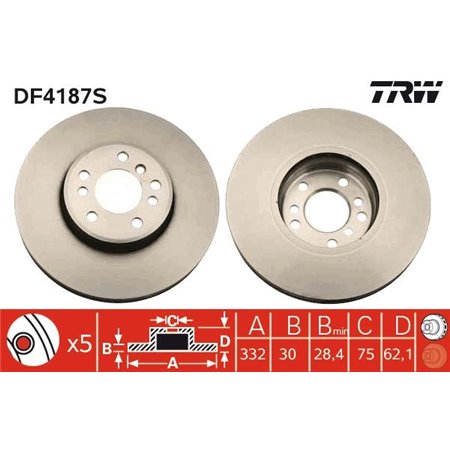 DF4187S  Brake disc TRW 