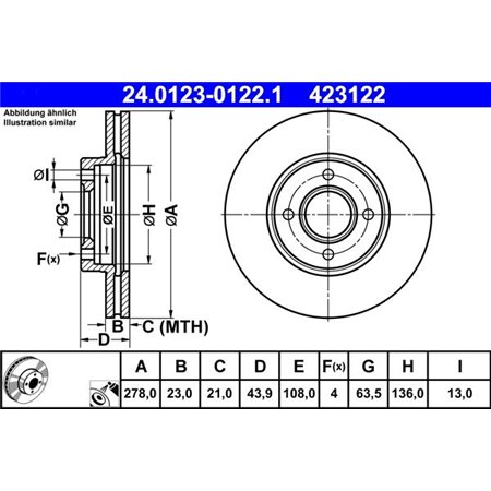 24.0123-0122.1 Тормозной диск ATE     