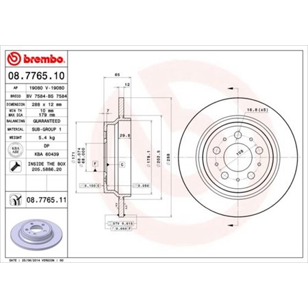 08.7765.11 Brake Disc BREMBO