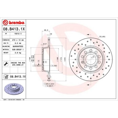 08.B413.1X Bromsskiva BREMBO