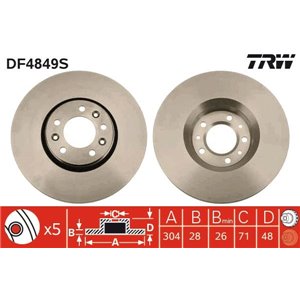 DF4849S  Brake disc TRW 