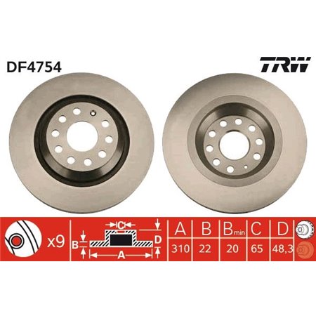 DF4754 Brake Disc TRW