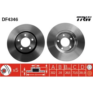 DF4346  Brake disc TRW 