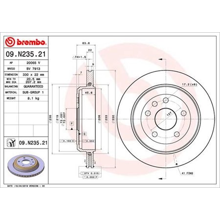 09.N235.21 Brake Disc BREMBO