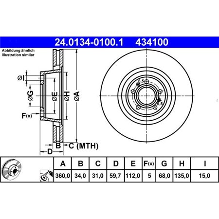 24.0134-0100.1 Bromsskiva ATE