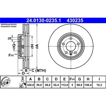 24.0130-0235.1 Brake Disc ATE