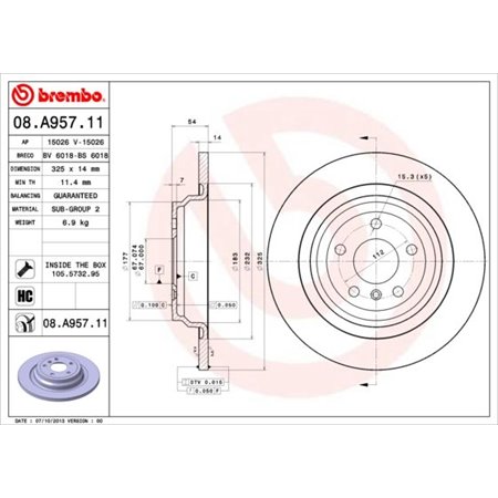 08.A957.11 Тормозной диск BREMBO