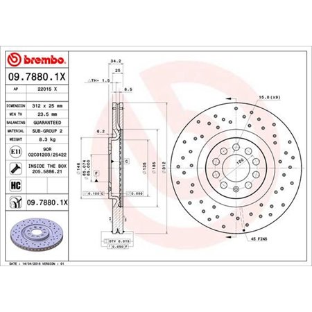 09.7880.1X Brake Disc BREMBO