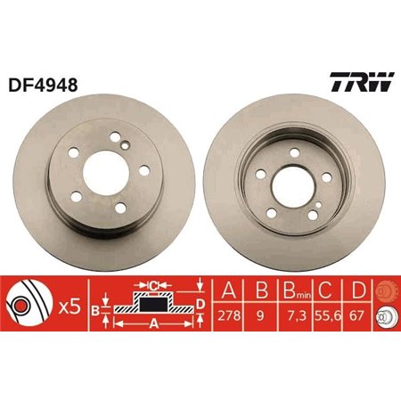 DF4948 Brake Disc TRW