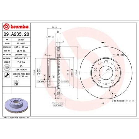 09.A235.20 Тормозной диск BREMBO