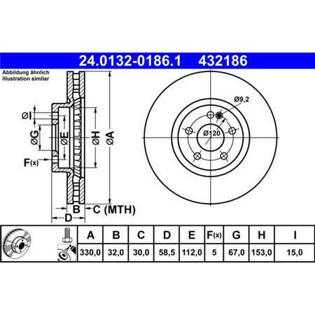 24.0132-0186.1 Тормозной диск ATE