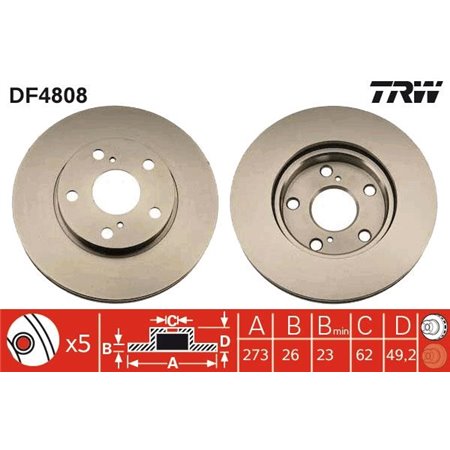 DF4808 Brake Disc TRW