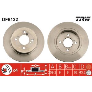 DF6122  Brake disc TRW 