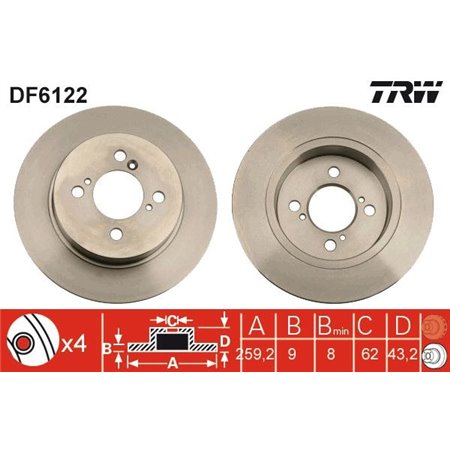DF6122 Brake Disc TRW