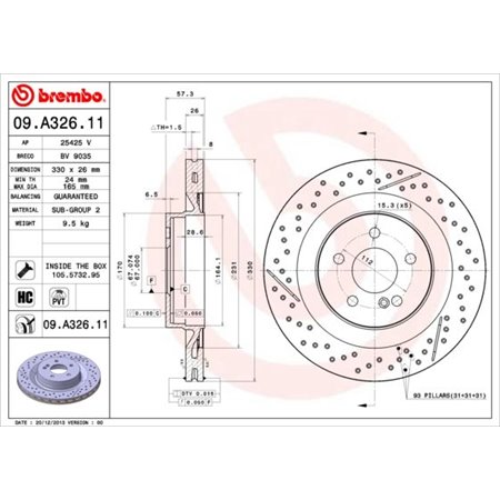 09.A326.11 Тормозной диск BREMBO     