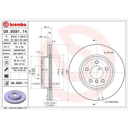 09.9581.11 Brake Disc BREMBO